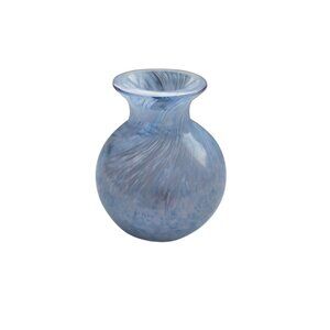 VTG Caithness Scotland Art Glass Crystal Bud Vase Sky Blue Swirl  3" H 2.5" W